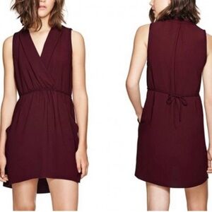 Aritzia Wilfred Sabine Burgundy Sleeveless Dress